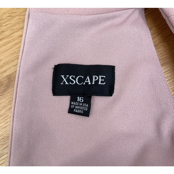 Xscape Maxi Dress Gown Womens 16 Pink Crepe Tulip Hem Prom Bridesmaid MOB NWT - Picture 4 of 8